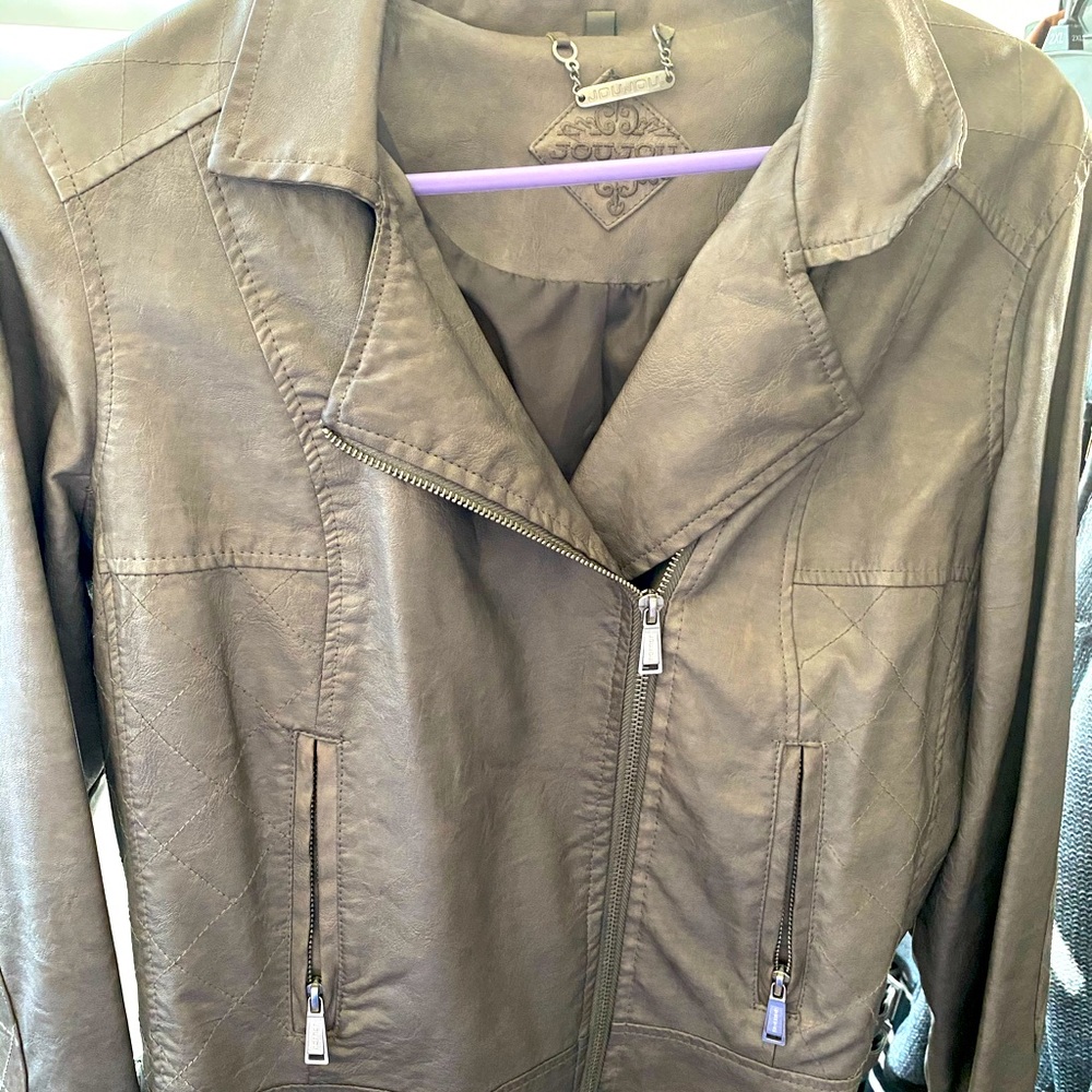 Faux grey leather jacket
